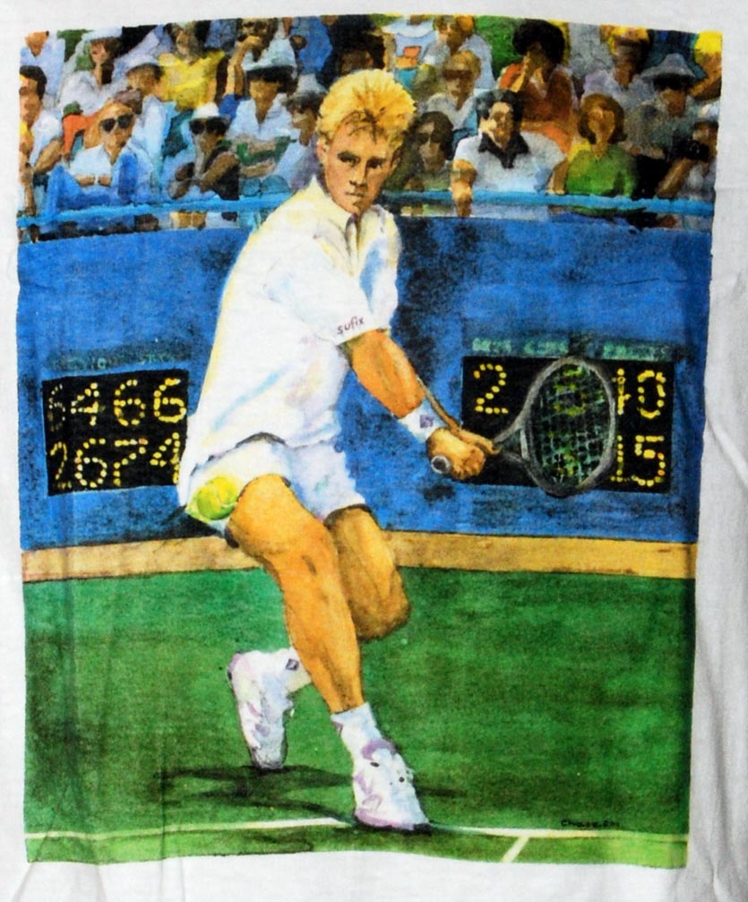 "PLAYER" ART PRINT COTTON TEE (L, XL)
