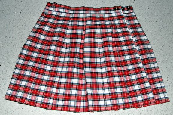 Cycle — CYCLE #720 PLEAT WRAP SKIRT w/Ball Pocket (RED PLAID) knit (Small 26-28")