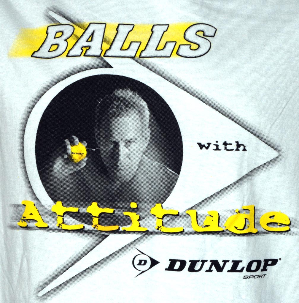 Dunlop — DUNLOP "McEnroe" Cotton T-Shirt (XL) [Large Back Print]
