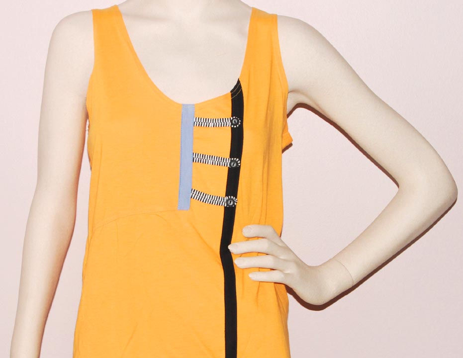 Jamie Sadock — JAMIE SADOCK SLEEVELESS SCOOP-NECK (Goldenrod/Blk) 100% Cotton (Small)