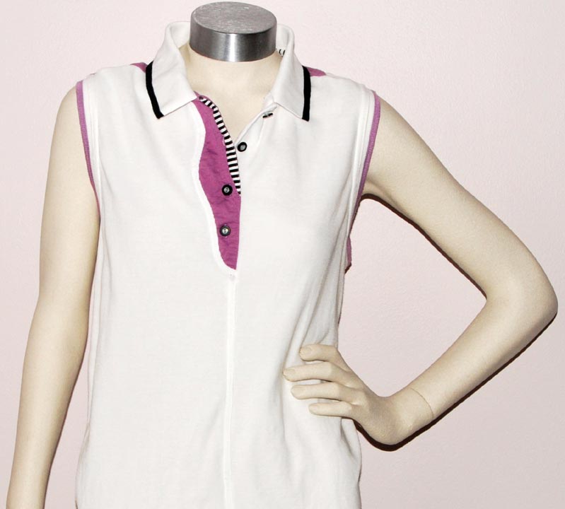 Jamie Sadock — JAMIE SADOCK SLEEVELESS POLO (White/Lavender) 100% Cotton (X-LARGE)
