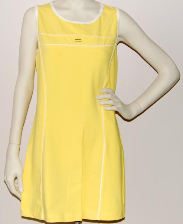 Lily's of Beverly Hills — LILY'S OF BEVERLY HILLS "LYCRA" DRESS (Yellow/White) (MED, LARGE) racer back