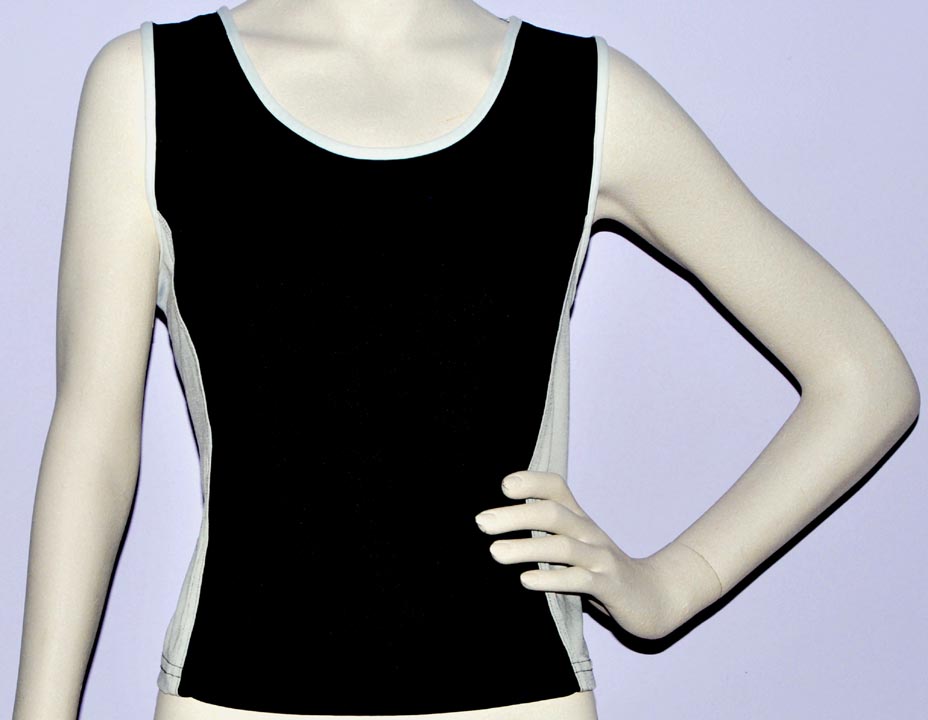 Leejay — LEEJAY NYLON LYCRA CROP (Blk/Silver/Wht) (LARGE, X-LARGE)