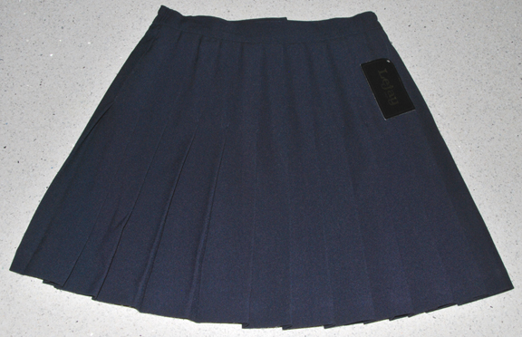 Leejay — LEEJAY PLEATED SKIRT (NAVY) 100% Polyester knit (SIZE 12, 29" waist)