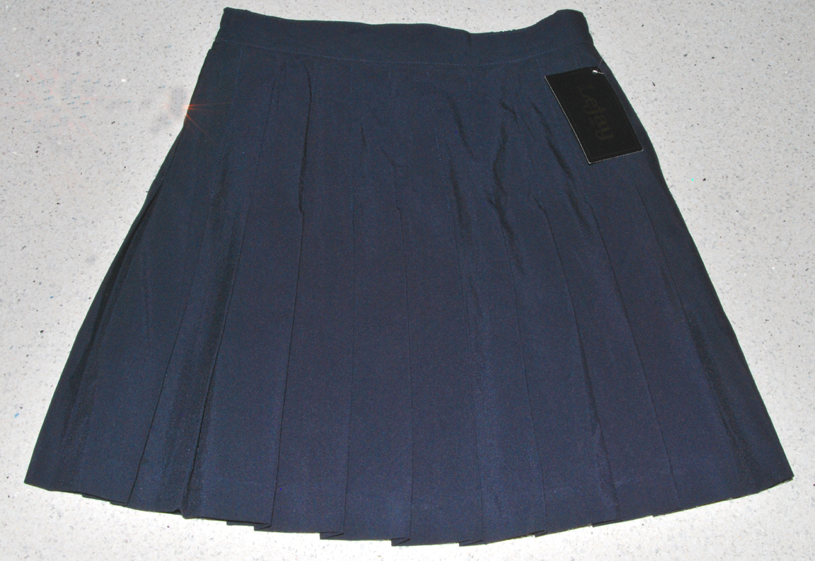 Leejay — LEEJAY PLEATED SKIRT (NAVY) 100% Polyester (SIZE 6, 25" waist)