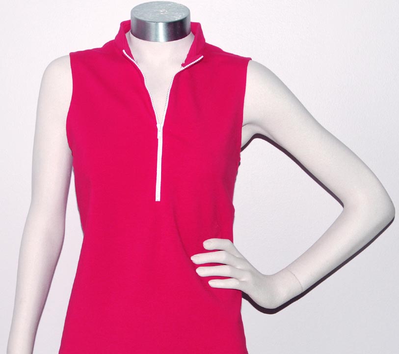 Leejay — LEEJAY SLEEVELESS "LYCRA" ZIP-NECK (RED) (MEDIUM, X-LARGE)