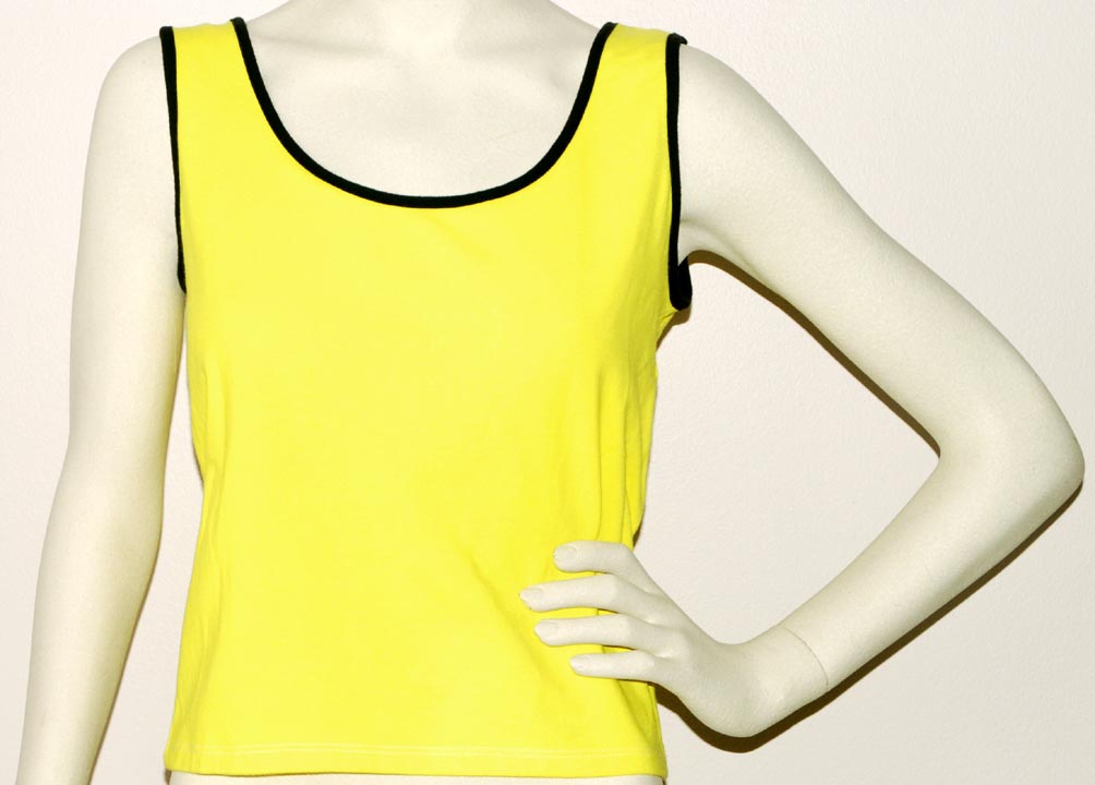 Leejay — LEEJAY SLEEVELESS "LYCRA" SCOOP-NECK Shelf Bra (Yel/Blk) (S, M, L)