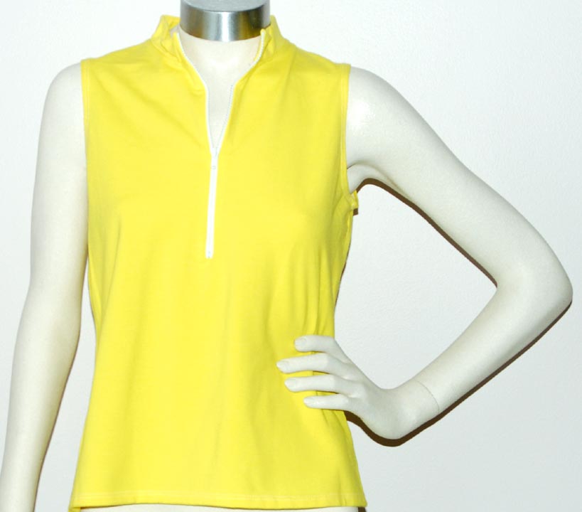 Leejay — LEEJAY SLEEVELESS "LYCRA" ZIP-NECK (YELLOW) (SMALL, MEDIUM)