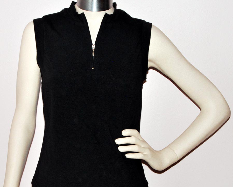 Natty — NATTY SLEEVELESS "LYCRA" ZIP NECK (BLACK) (X-SMALL, MEDIUM, LARGE)