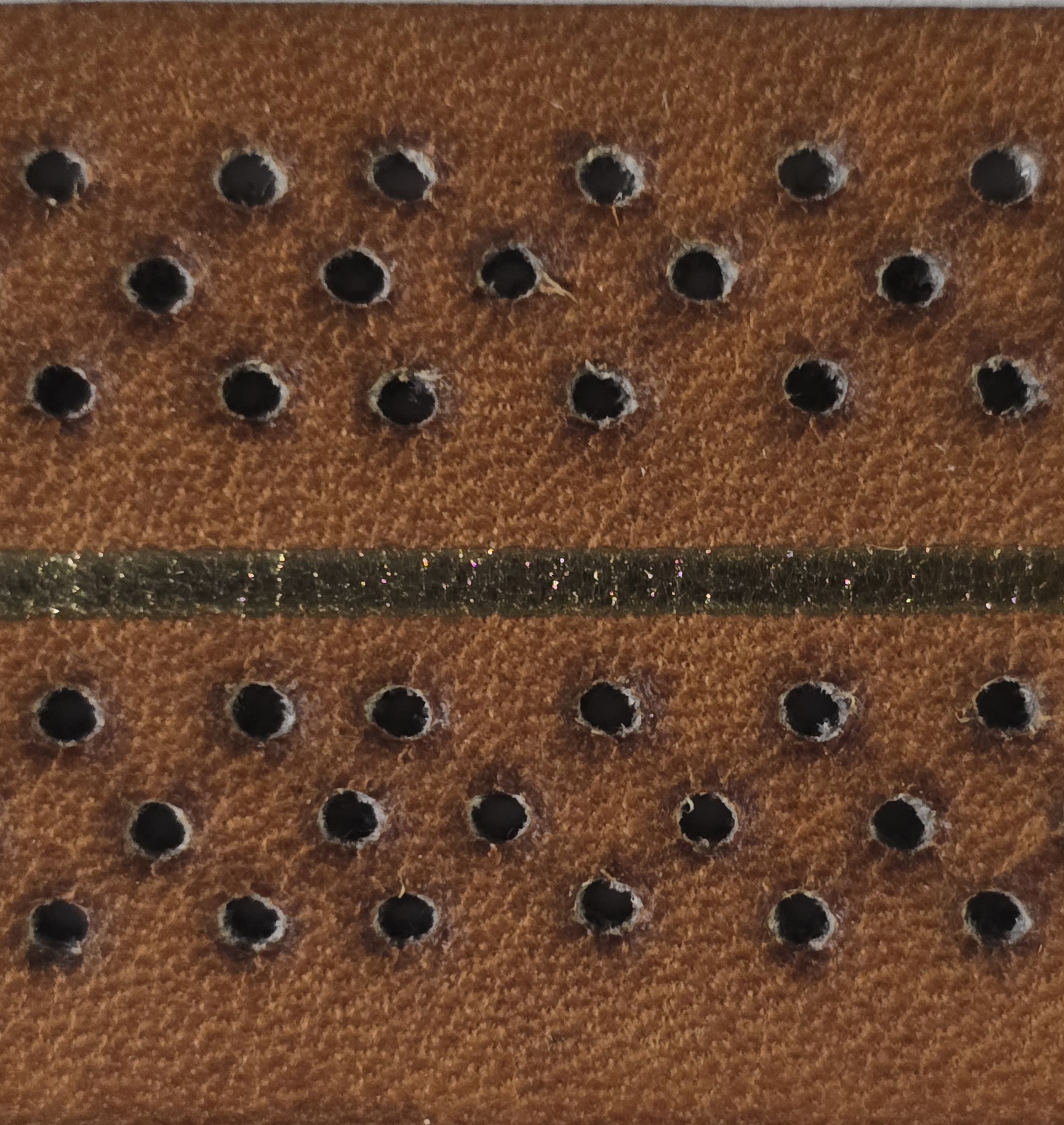 Neumann — LEATHER PERFORATED Dark Tan w/Gold 42" x 1.06"