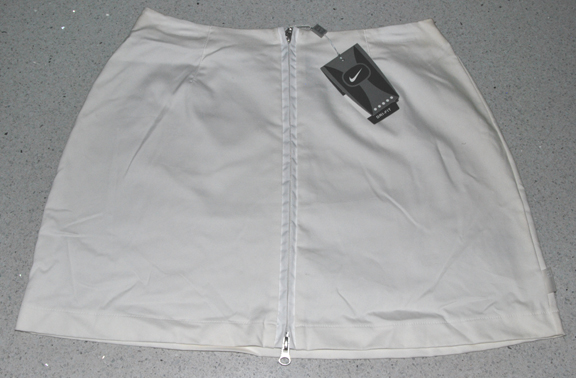 Nike — NIKE FRONT DOUBLE ZIP DRI-FIT STRETCH SKIRT (WHITE) (X-LARGE 16-18, 31" waist)
