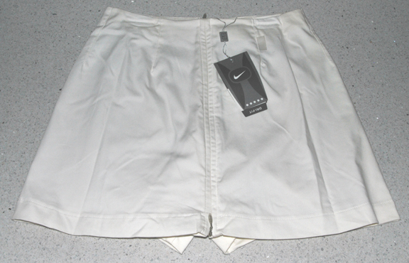 Nike — NIKE FRONT DOUBLE ZIP DRI-FIT STRETCH SKORT (WHITE) (SMALL 4-6, 27" waist)