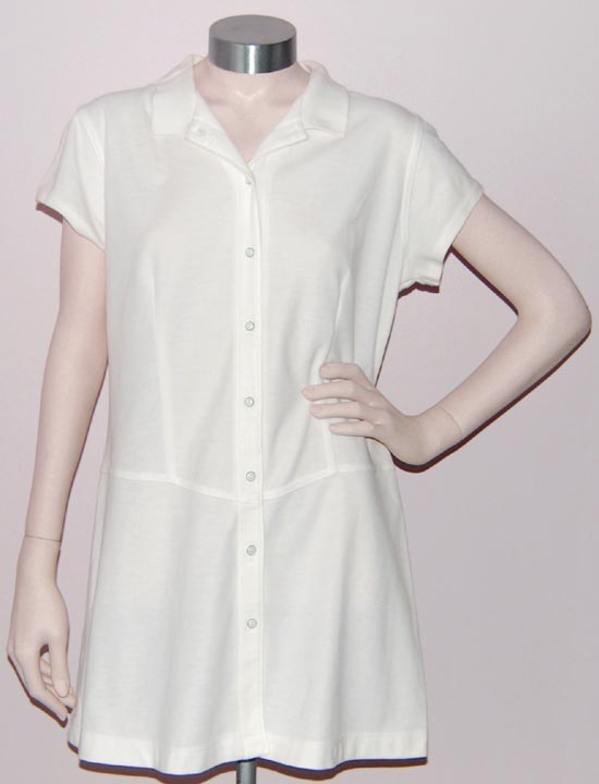 Tail — TAIL "BUTTON FRONT" DRESS (WHITE) (XS, SMALL, LARGE) cotton/poly pique